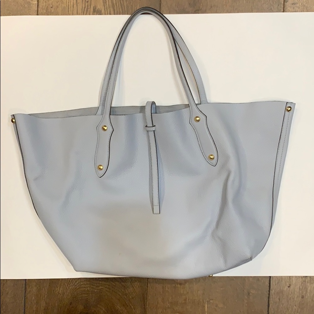 Annabel Ingall large leather tote in pale blue